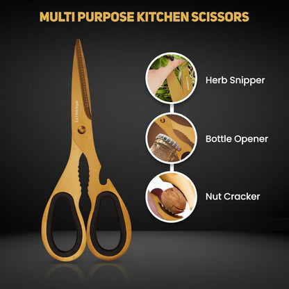 Luxury 7-Piece Gold Kitchen Knife Set with Rod Sharpener – Titanium-Coated Stainless Steel Knives Set for Kitchen, Super Sharp Cutlery Tools, Premium Cookware Gift for Home Chefs3