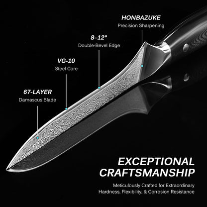 Boning Knife - 7" - Shogun Series - Japanese Style VG10 Steel Core Forged Damascus Blade - with Sheath & Case3