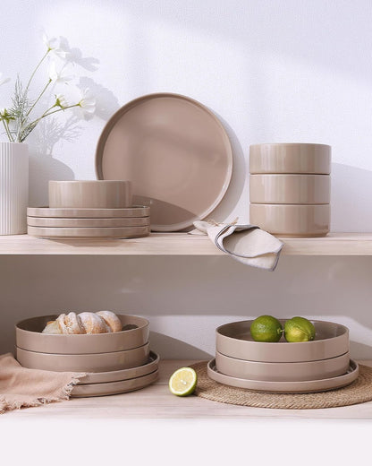 Nebula Plates and Bowls, 12-Piece Dinnerware Set, Cinnamon Brown6