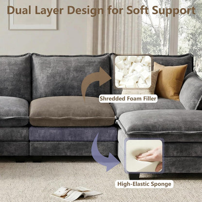 Modular Sectional Couch for Living Room, U Shaped Comfy Sofa4