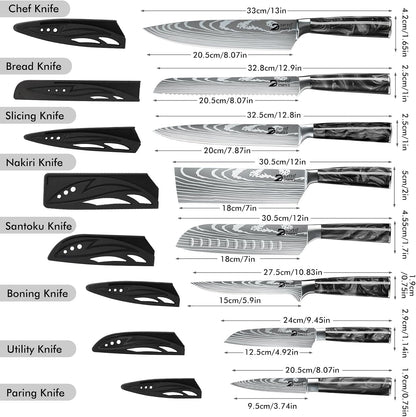 Chef Knife Sets with Roll Bag, 9 Pieces Professional Knife Set2