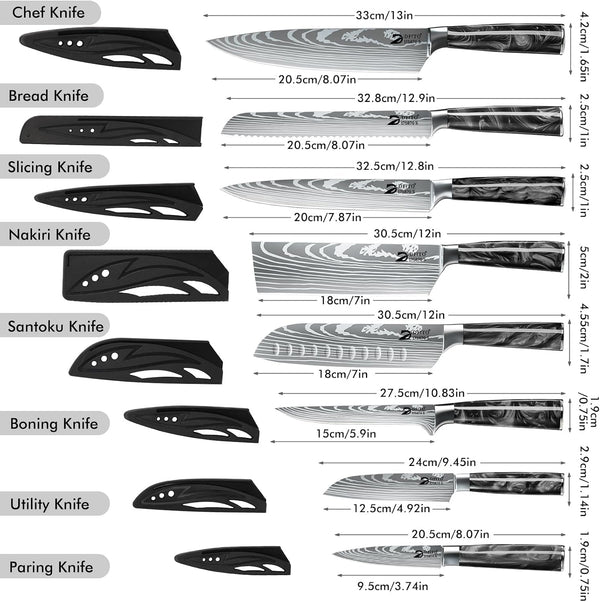 Chef Knife Sets with Roll Bag, 9 Pieces Professional Knife Set2