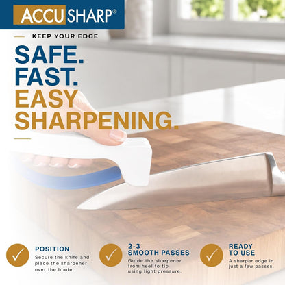 Knife Sharpener, Ergonomic Comfortable Handle, Compact & Easy to Use, Restore and Hone Straight & Serrated Knives, White2
