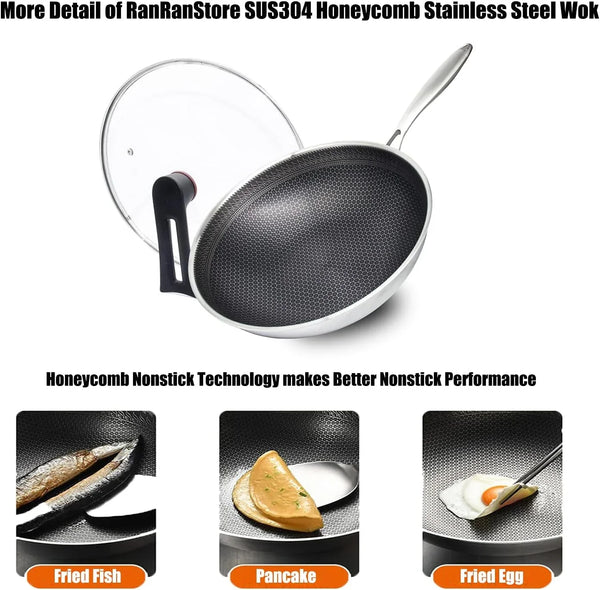 Large Hybrid Nonstick Stainless Steel Pan Skillet, 14.5In | PFOA Free Non-Stick Wok, Dishwasher Oven Safe, Stay Cool Handle, Works with Induction Cooktop/Ceramic/Gas/Electric Stove7