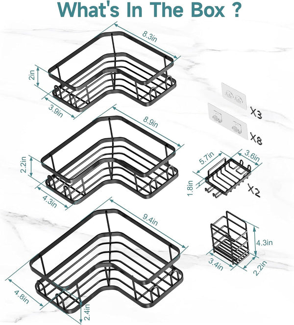 Large Capacity Corner Shower Caddy 6-Pack, Advanced Rustproof Design10