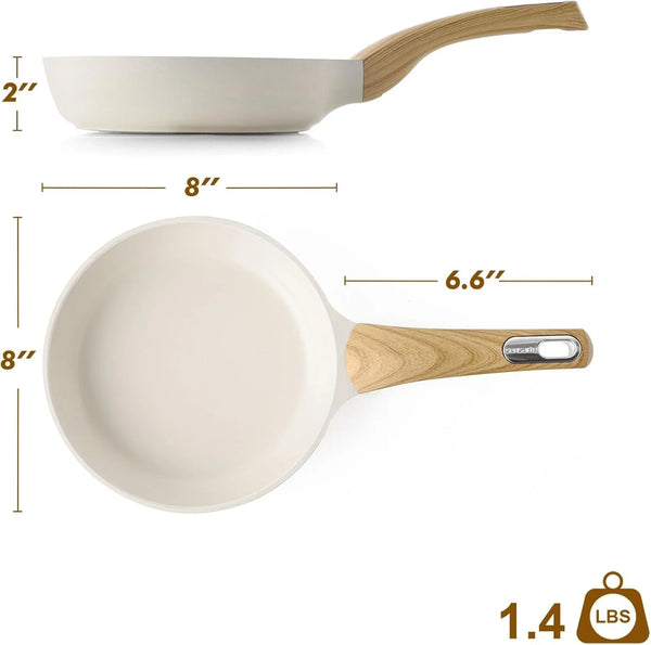 8Inch Ceramic Nonstick Frying Pan Small Skillet, White | Healthy Ceramic Coating Omelette Pan, Non-Toxic Kitchen Cooking Chef'S Pan, PFOA/PFAS/PTFE Free, Induction Compatible7
