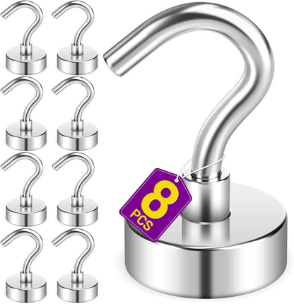 8 Pack Magnetic Hooks for Cruise Cabins, 35LB Silver Magnetic Hooks1