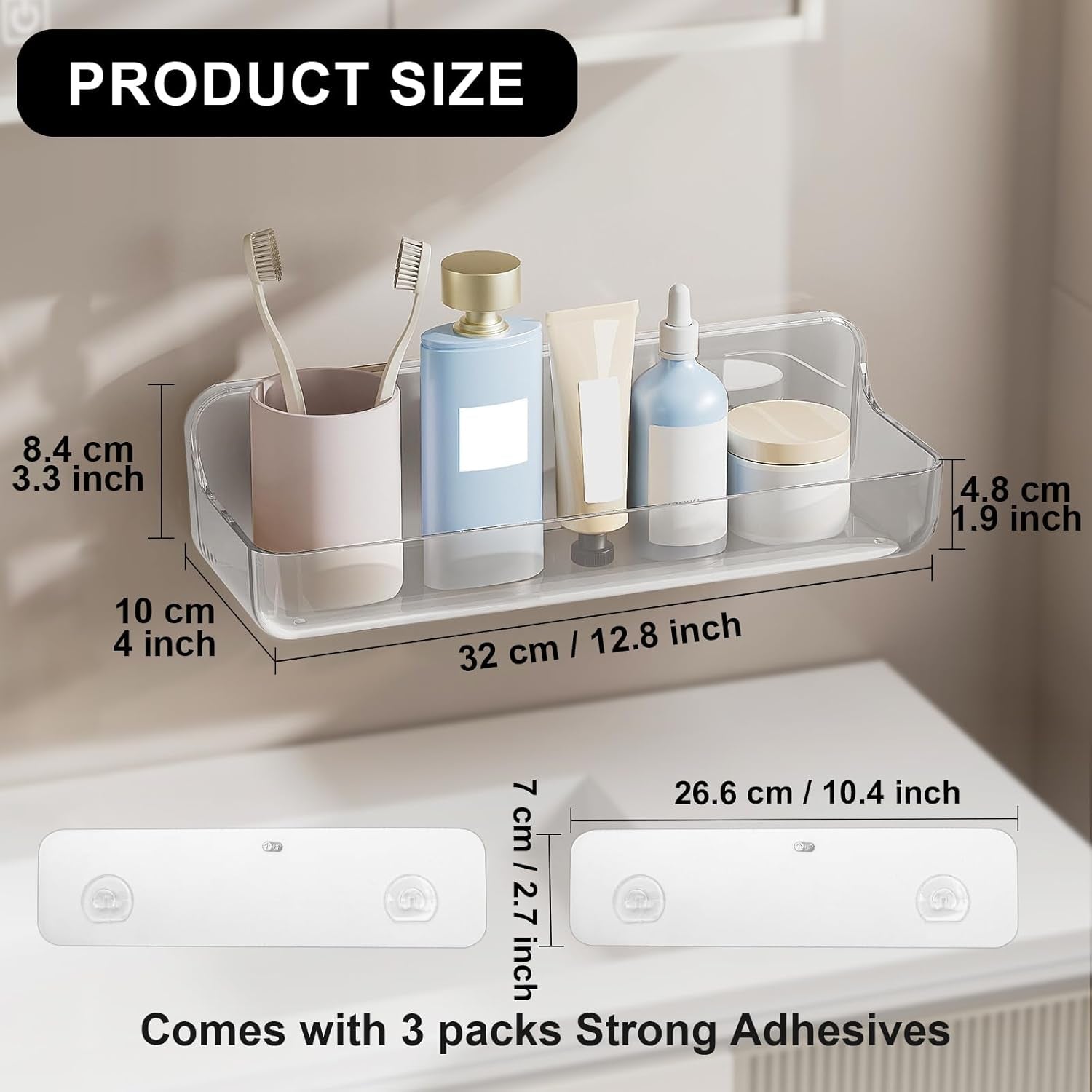 plastic-wall-mount-organizer-adhesive-clear-acrylic-shelf-no-drilling-hang-walls-shower-caddies-with-self-adhesive-tape-for-bathroom-kitchen-utility-room-3-8d-x-12-8-w-x-3-3-h