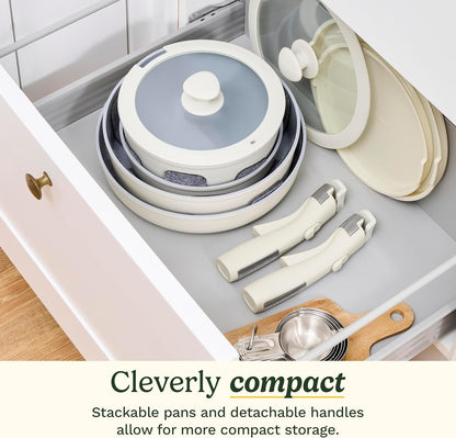 Ceramic Pots and Pans Set, Nonstick & Detachable Handle, 13-Pc | Ceramic Cookware with Detachable Handles, Everyday Pots and Pans Set Non Stick with 13 Induction Cookware Pieces, D53C-13BG5