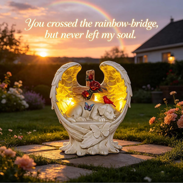 Solar Dog Memorial Stone with Wings Cross Cardinal Passing Away Gift4