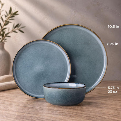 Dinnerware Sets for 4, 12 Pieces Ceramic Plates and Bowls Set4
