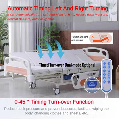 Full Electric Medical Beds 10 Function with Lateral Tilting, Electric Hospital Liftable Bed for Home Use with Air Cushion, IV Pole, Quiet Wheelss, up to 530 Lbs,Bed2