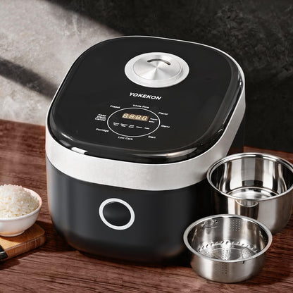 Low Carb Rice Cooker 10 Cup Stainless Steel Inner Pot | Rice Cooker with Steamer Basket, Pfas-Free, Dishwasher Safe,24H Delay Timer, Auto Keep Warm Feature, for Big Kitchen1