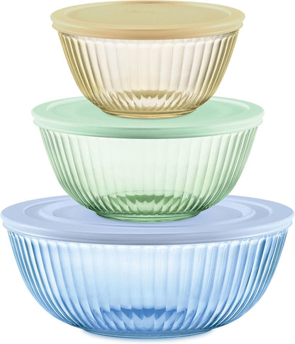 Colors Tinted (3-Pack, Full Set) Sculpted Tinted Glass Mixing Bowls1