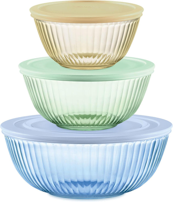 Colors Tinted (3-Pack, Full Set) Sculpted Tinted Glass Mixing Bowls1