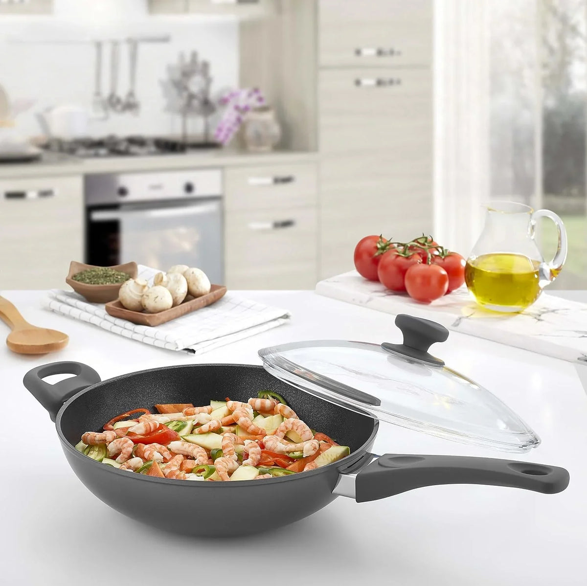 titanium-nonstick-11-inch-wok-and-stir-fry-pan-with-glass-lid-forged-aluminum-with-pfoa-free-scratch-resistant-gray