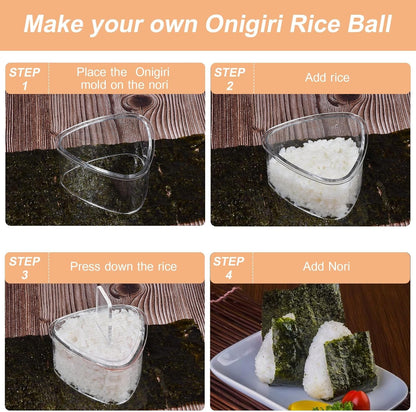 2PCS Clear Onigiri Rice Ball Mold Makers,Triangle Rice Ball Mold Maker,Sushi Press Mold for Kid Lunch Bento, Non-Stick, Bpa-Free2