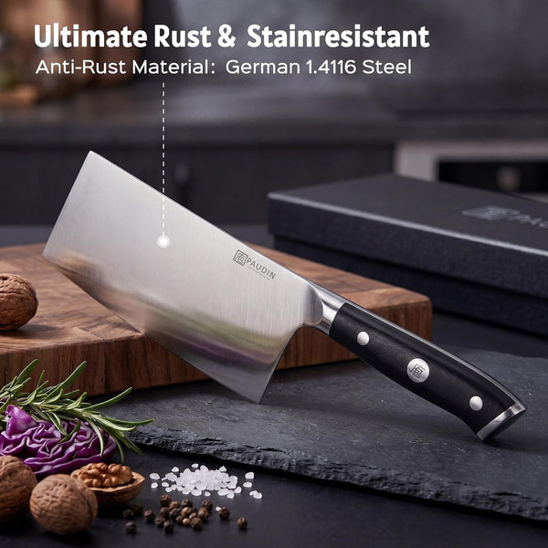 Cleaver Knife 7 Inch, Razor Sharp Chinese Chef Knife Dishwasher Safe, German High Carbon Steel Vegetable Cleaver with G10 Handle, Meat Slicing Slicer, Daily Meal Prep for Home and Restaurant5