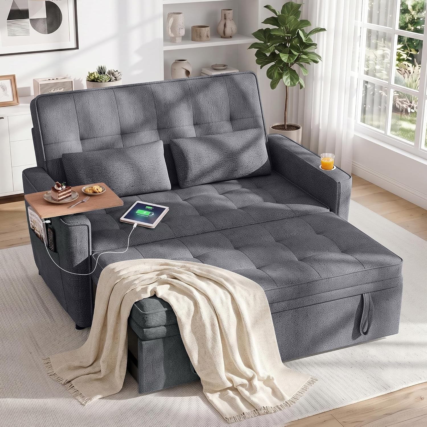 54-convertible-sleeper-sofa-bed-with-swivel-side-table-chenille-pull-out-couch-for-living-room-loveseat-sleeper-couch-with-side-pocket-charging-port-cup-holder-dark-grey