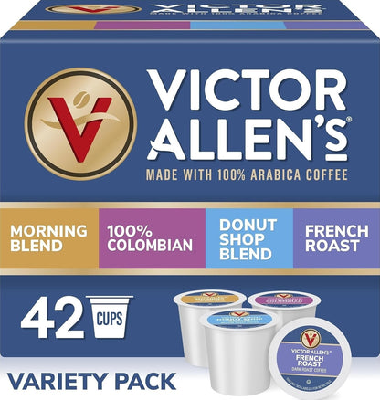 Variety Pack (Morning Blend, 100% Colombian, Donut Shop Blend, and French Roast), 42 Count, Single Serve Coffee Pods for Keurig K-Cup Brewers | 100% Arabica Beans, Compatible with Keurig 2.0, Light to Dark Roast Range, 90-150 Mg Caffeine per Serving, Kosher-Ou1