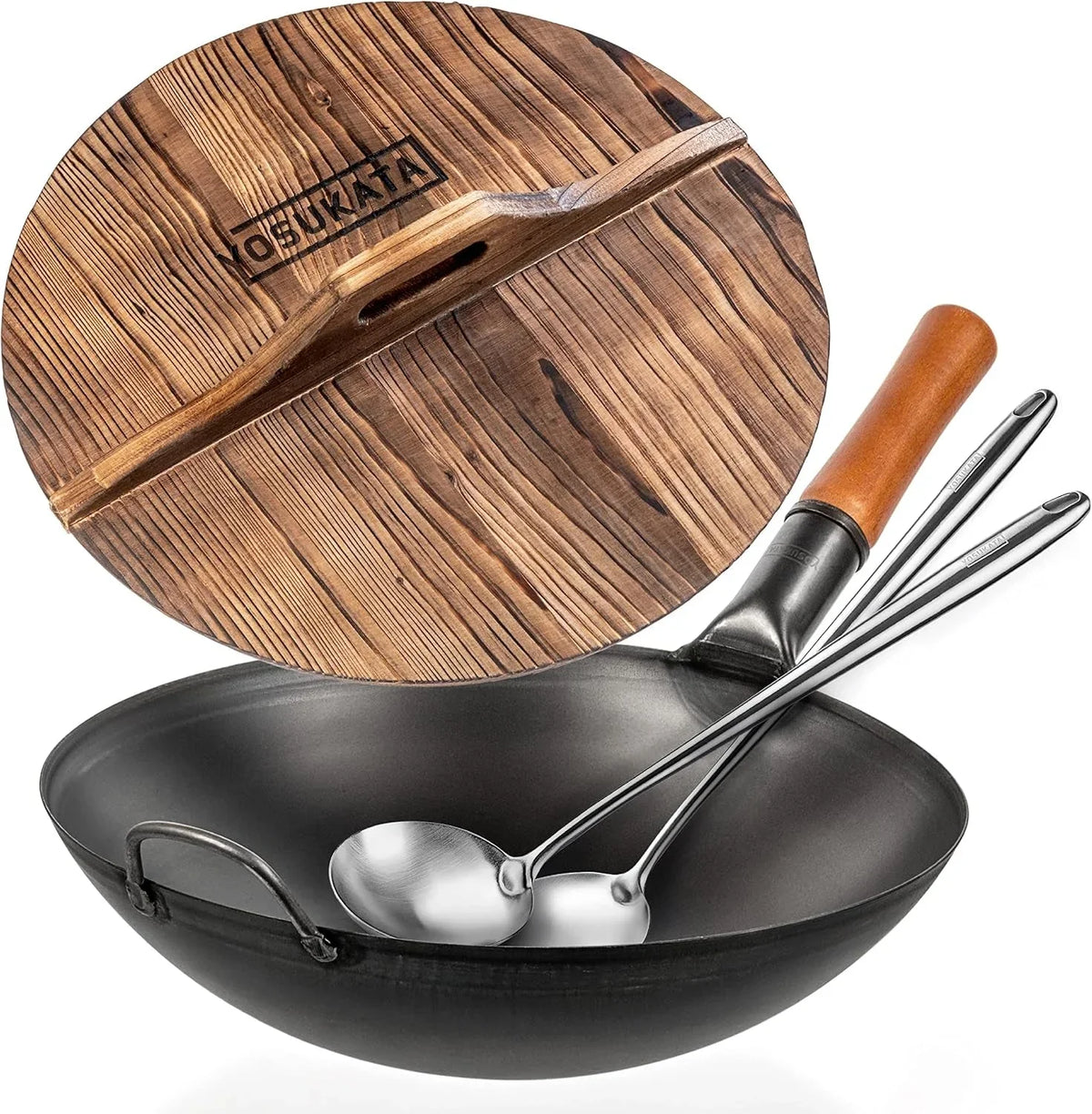 carbon-steel-wok-pan-14-17-wok-spatula-and-ladle-premium-wok-cover-14-inch-pan-lid