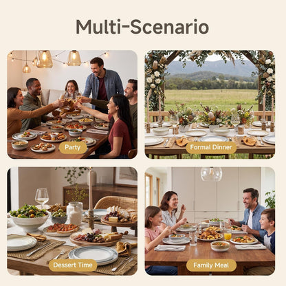 Stoneware Dinnerware Set for 8, 24-Piece Ceramic Plates & Bowls8