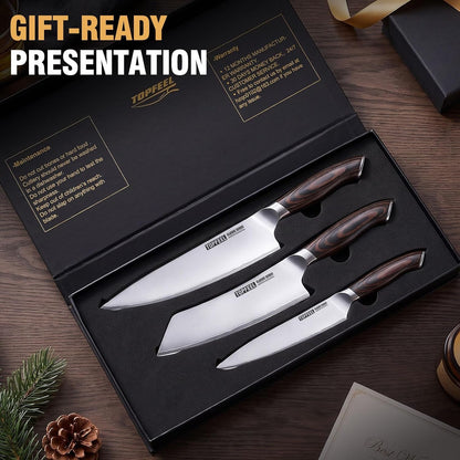 3PCS Japanese Kitchen Knife Set, 10Cr15Mov High Carbon Steel5
