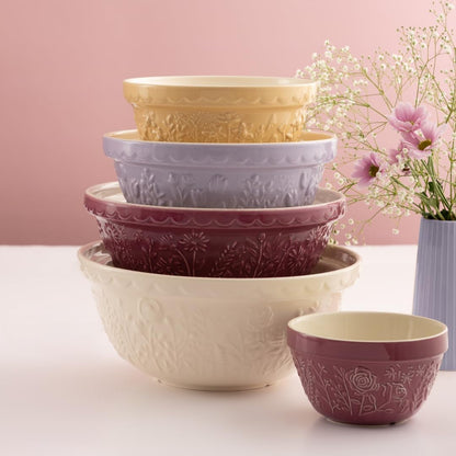 in the Meadow S18 Mixing Bowl, 2.85 Quart Mixing Bowl, Embossed Floral Daisy Design, Durable Ceramic Bowl for Baking Bread Dough, Cake Batter, Cookies & Kitchen Serving Bowl8