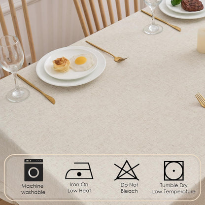 Natural Flax Linen Tablecloth – Undyed Rectangle Hemstitch Table Cover for Kitchen, Dining & Decoration (Neutral, 55" X 86")7