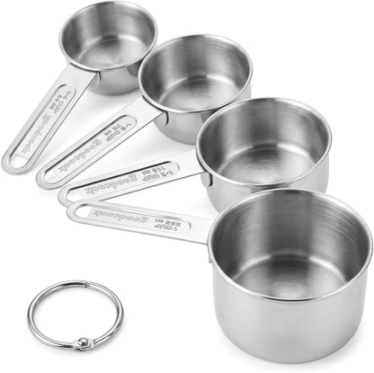 4 Pack Stainless Steel Stackable Measuring Cups with Handle, Small Metal Kitchen Tools for Baking & Cooking Dry Liquid Ingredients1