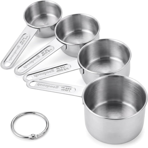4 Pack Stainless Steel Stackable Measuring Cups with Handle, Small Metal Kitchen Tools for Baking & Cooking Dry Liquid Ingredients1