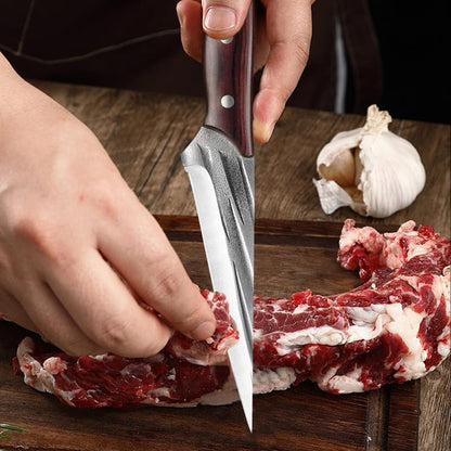 Meat Cleaver, 5.2 Inch Boning Knife Stainless Steel Hande Forged Slaughtering Sheep Meat Cutting Knives Wood Handle with Cover7