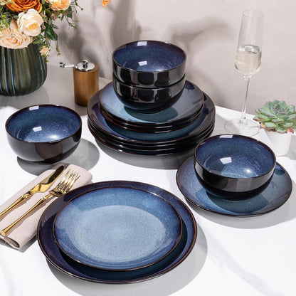 Ceramic Dinnerware Sets for 6,18Pcs Porcelain Plates and Bowls Set5