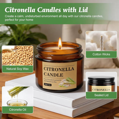 Citronella Candles Outdoor, 8 Pack Natural Soy Wax Candles with Lids2