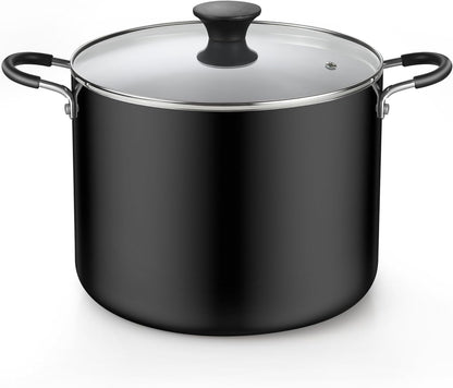 10.5 Quart Non Stick Stock Pot with Lid, Large Pots for Cooking | Nonstick Soup Pot, Stockpot Induction Cookware - Oven & Dishwasher Safe, Black1