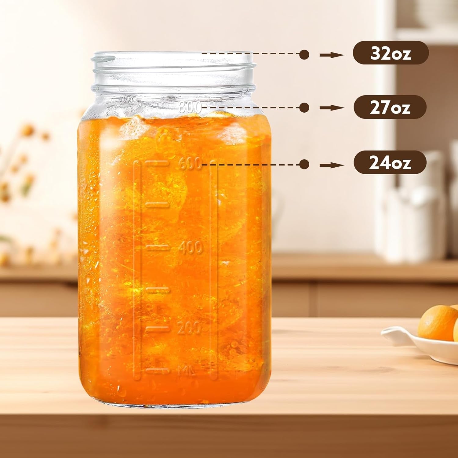 32-oz-breast-milk-pitcher-1-quart-glass-mason-jar-with-lid-bpa-free-double-leak-proof-lid-wide-mouth-thick-glass-sturdy-handle-measurement-marks-flip-cap-smooth-spout