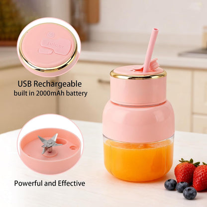 Portable Blender 800Ml USB Rechargeable Smoothie Cup | Bpa-Free Food Grade Material, 2000Mah Battery, Compact 11X16Cm, Detachable for Easy Cleaning, Includes Straw and USB Cable3