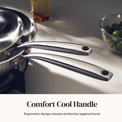 Stainless Steel Frying Pan Set, Induction Kitchen Cookware Set, Non-Toxic Uncoated Skillets for Searing & Cooking, Oven Safe Stainless Steel Cookware Set, 3-Piece (8", 9.5", 11")4