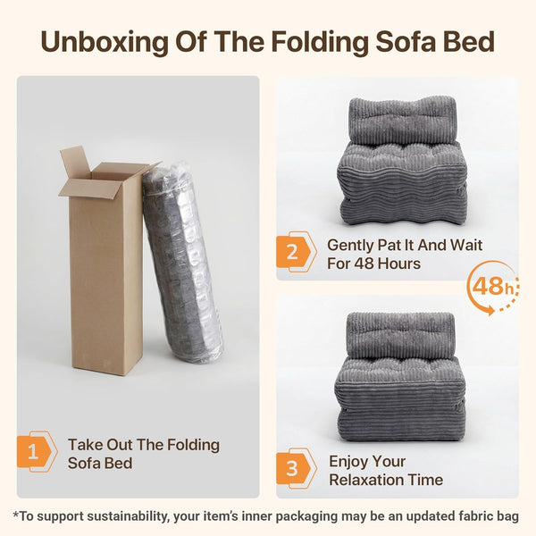 Boneless Chair Folding Sofa Bed, Sleeper Chair, Dark Grey, Single6