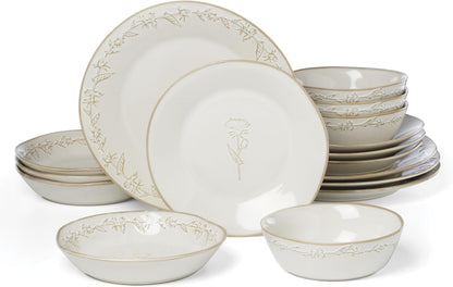 Homespun Stoneware 16-Piece Dinnerware Set for 41