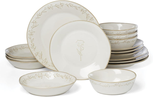 Homespun Stoneware 16-Piece Dinnerware Set for 41