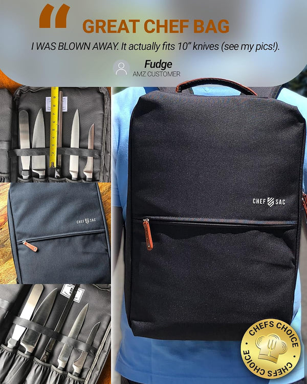 Chef Knife Bag | Premium Knife Case | Waterproof Material | Chefs Case with 30+ Pockets for Knives & Utensils | Culinary Gifts for Chefs & Students | Sturdy Travel Knife Bag (Black)7