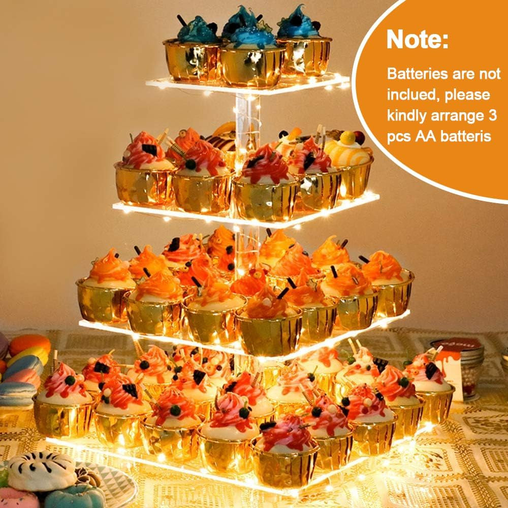 cupcake-stand-with-yellow-led-lights-4-tier-cupcake-stand-for-50-cupcakes-acrylic-cupcake-tower-stand-clear-tiered-cupcake-holder-for-birthday-candy-bar-decor-weddings-parties-events