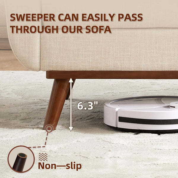 65.2" W Loveseat Sofa, Mid Century Modern Decor Love Seat Couches for Living Room, Button Tufted Upholstered Furniture, Easy to Install Small Couch for Bedroom Office Apartment, Beige4