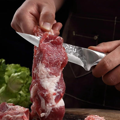 Meat Cleaver,Cleaver Knife 5 Inch Boning Knife Kitchen Knives Hand Forge Blade Wooden Handle Boning Butcher Knife Slicing Fish Fruit Steak Cleaver Meat Chef Knife4