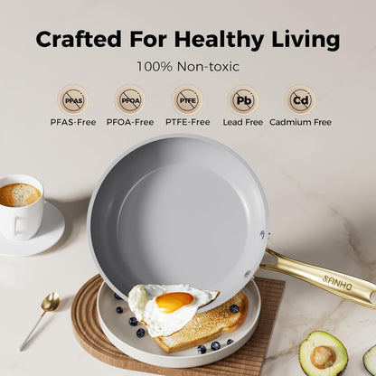 Ceramic Nonstick Frying Pan, 10 Inch Frying Pans Skillet, Non Stick Egg Pans with Cool Touch PVD Handle for Induction, Dishwasher & Oven Safe, PTFE & PFOA Free, Non Toxic for Healthy Cooking4