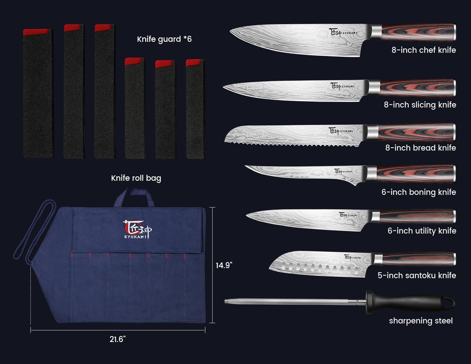 14pcs-chef-knife-set-with-roll-bag-professional-stainless-steel-japanese-knife-set-with-pakkawood-handle-for-professional-chef-camping-travel-bbq-rv-or-gift-high-carbon-stainless-steel-japanese-knife-set-with-sharpener-wood-handle-professional-for-home-camping-bbq-ideal-gift