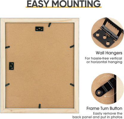11X14 Black Picture Frame,Solid Wood&Real Glass,Mat 8X107