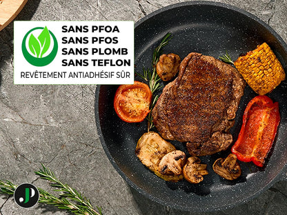 JUST PERFECTO Kitchen Pots and Pans Set with Lids Non Stick - Induction Pots Set - Pots & Pans Set without PTFE and PFOA - Cookware Pot Set Induction 21 Pcs (Black)5