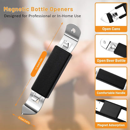 3 Pack Magnetic Bottle Openers Stainless Steel Flat Bottle Opener, Solid and Beer Openers Small Bottle Opener Can Tapper with Magnet for Camping and Traveling2